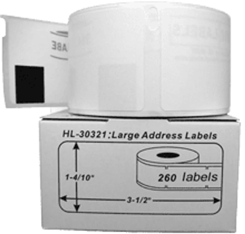 DYMO 30321 White Large Address Label Rolls - 1-2/5" x 3-1/2" 260 Labels Per Roll