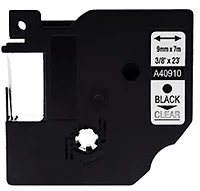 P-Touch Label Cassette for Handheld Printer - 1/4" x 23' Black on Clear (6mmx7m)