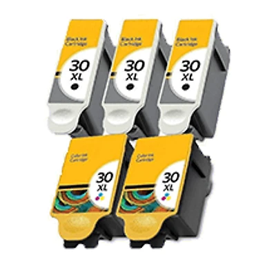 KODAK (30XL) 5 Pack 30XL INK / INKJET Cartridge COMBO Black x3 + Tri-Color x2