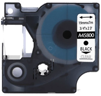 P-Touch Label Tape Cassette for Handheld Printer - 3/4" x 23' Black on Clear (9mmx7m