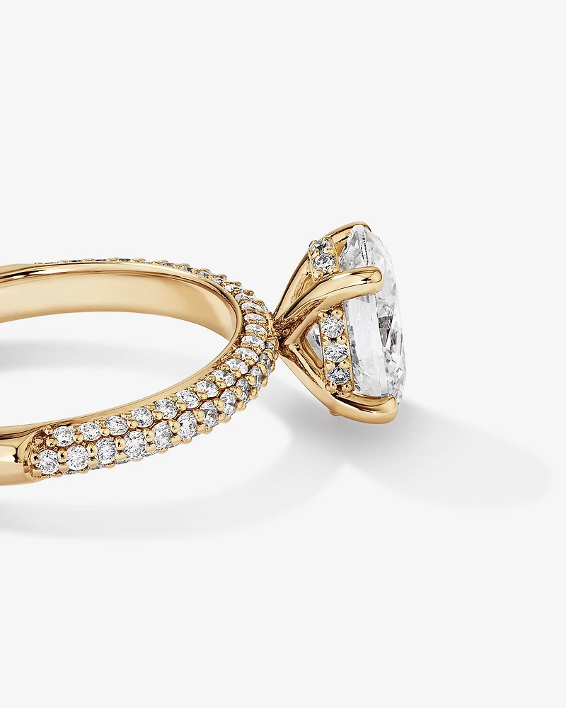 1.95 Carat TW Oval Cut Laboratory-Grown Diamond Solitaire Side Accent Engagement Ring in 14kt White Gold