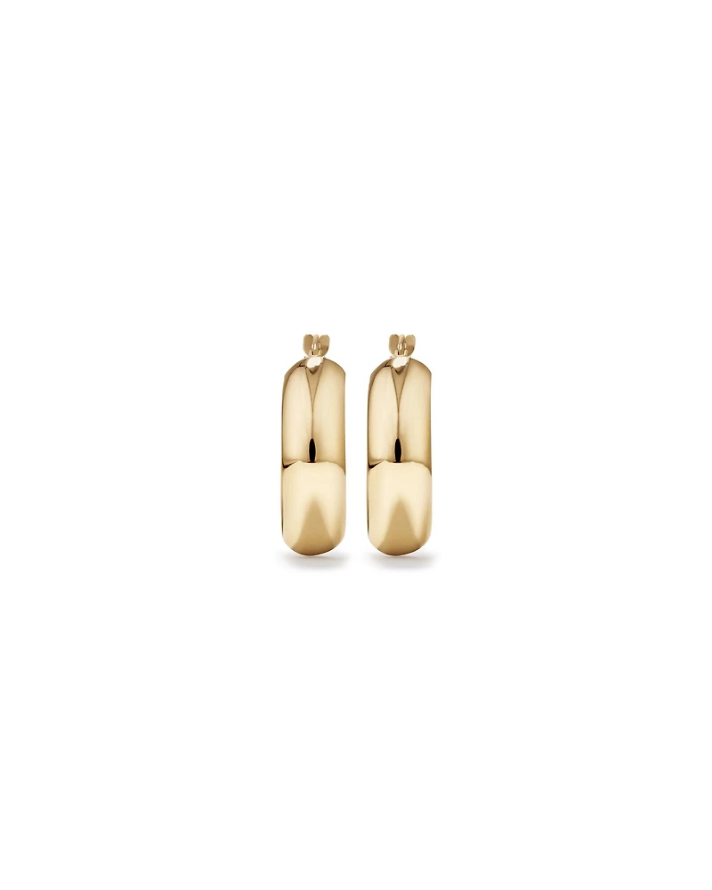 15mm Half Round Hoop Earrings in 10kt White Gold