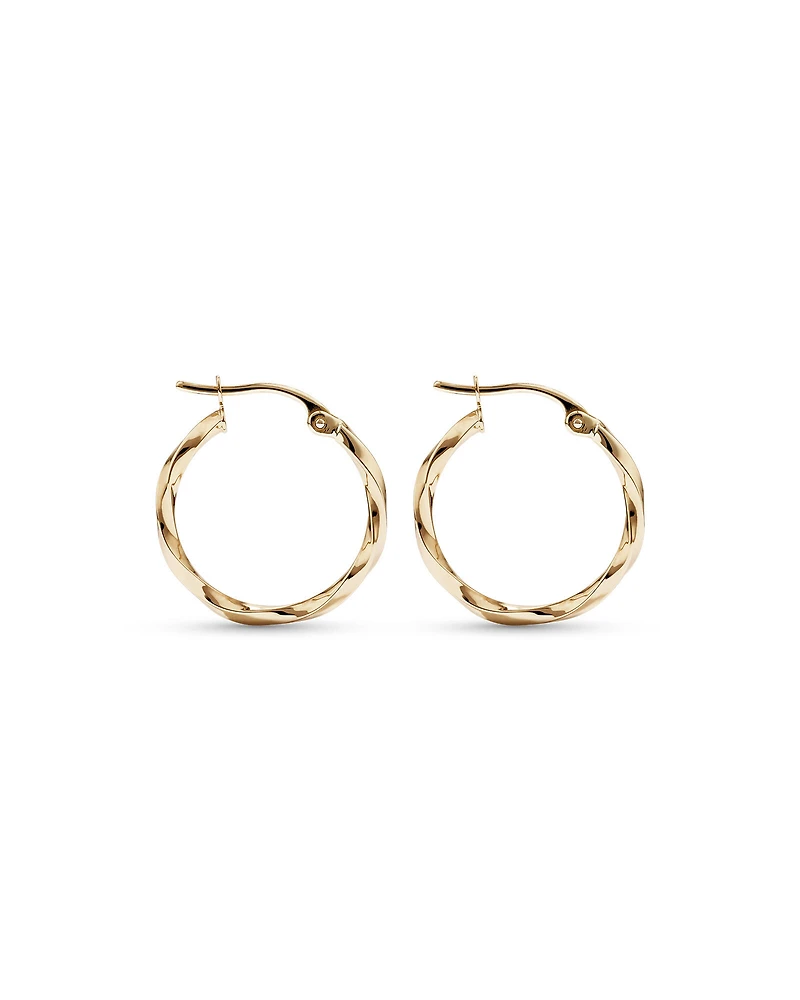 15mm Square Twist Hoop Earrings in 10kt Rose Gold