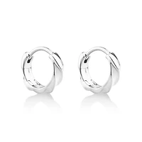 Boucles d'oreilles huggie avec motif torsadé en argent