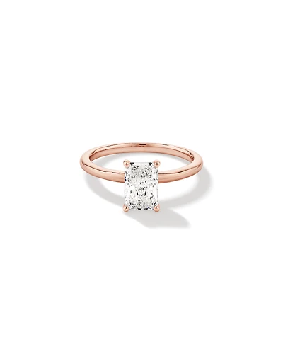 Bague De Fiançailles Solitaire En Diamant De Laboratoire Taille Radiante De 1,25 Carat Poids Total En Or Blanc 14 Carats