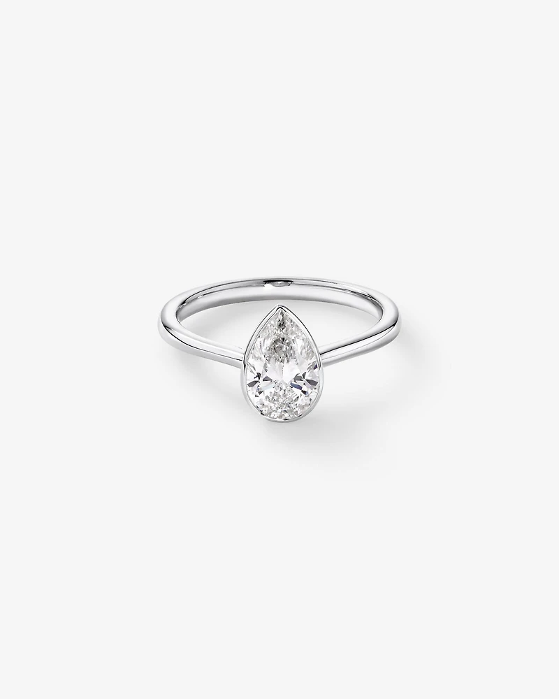 1.25 Carat TW Pear Cut Laboratory-Grown Diamond Solitaire Bezel Set Engagement Ring in 14kt Yellow Gold