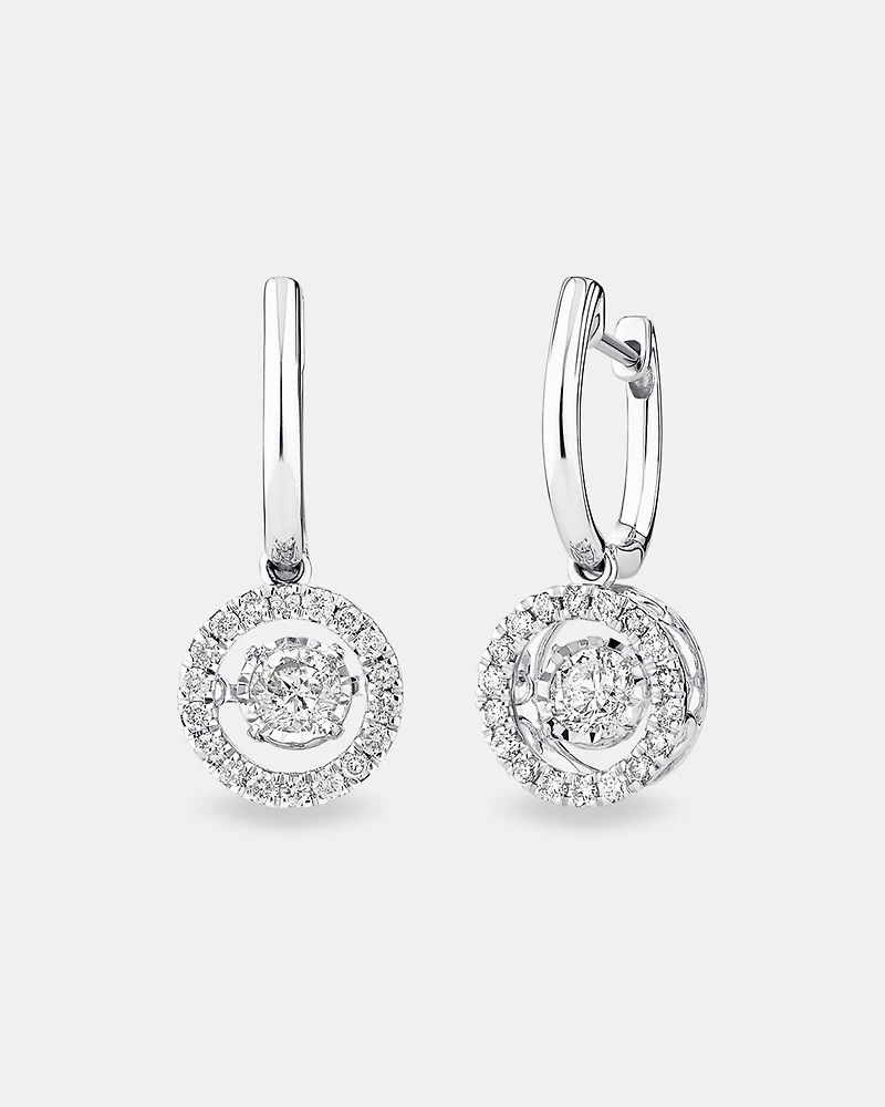 Pendants d'oreilles Everlight en or blanc 14 K avec diamants totalisant 1 ct