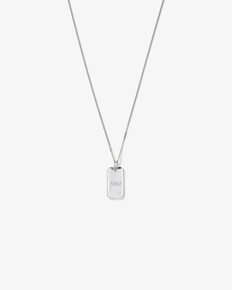 Dog Tag with Diamonds in Sterling Silver