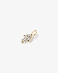 Diamond Hamsa Hand Pendant in 10kt Yellow Gold