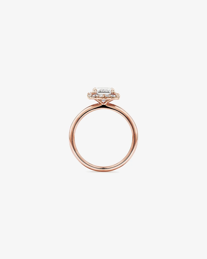 Carat TW Emerald Cut Laboratory-Grown Diamond Halo Engagement Ring in 14kt Yellow and White Gold