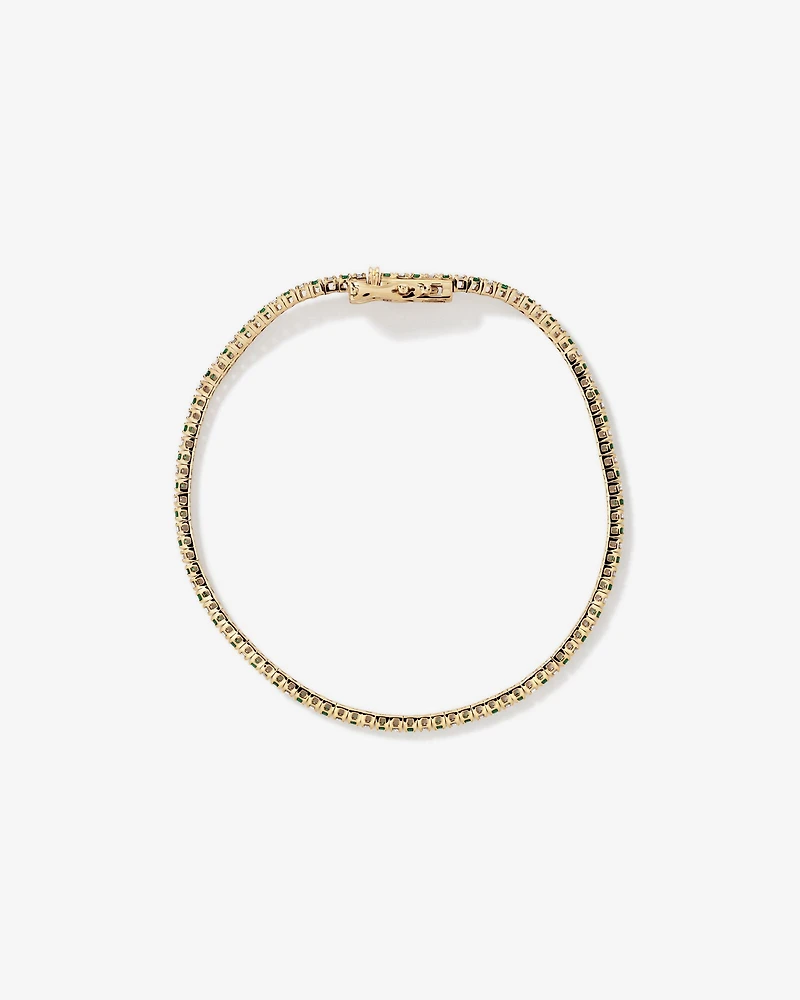 0.68 Carat TW Diamond and Created Ruby Tennis Bracelet in 10kt Yellow Gold