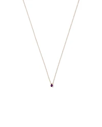 Pear Cut Purple Amethyst Gemstone Pendant Necklace Bezel Set in 10kt Yellow Gold