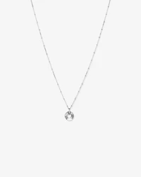 Sunray Open Circle Pendant Station Necklace in Sterling Silver
