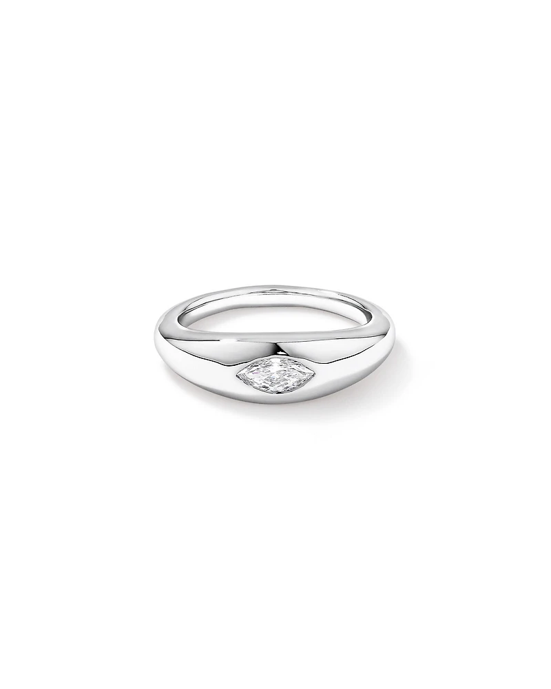 0.30 Carat TW Laboratory-Grown Marquise Diamond Dome Ring in Sterling Silver