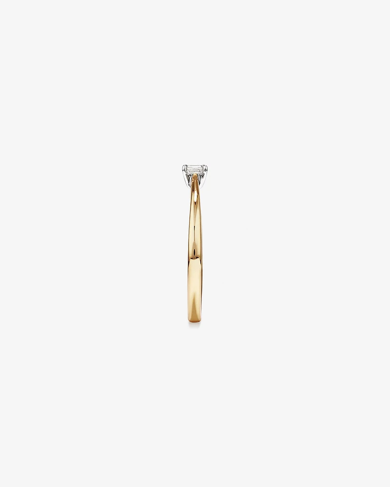 Emerald Cut Diamond Solitaire Promise Ring in 10kt Yellow and White Gold