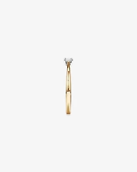 Emerald Cut Diamond Solitaire Promise Ring in 10kt Yellow and White Gold