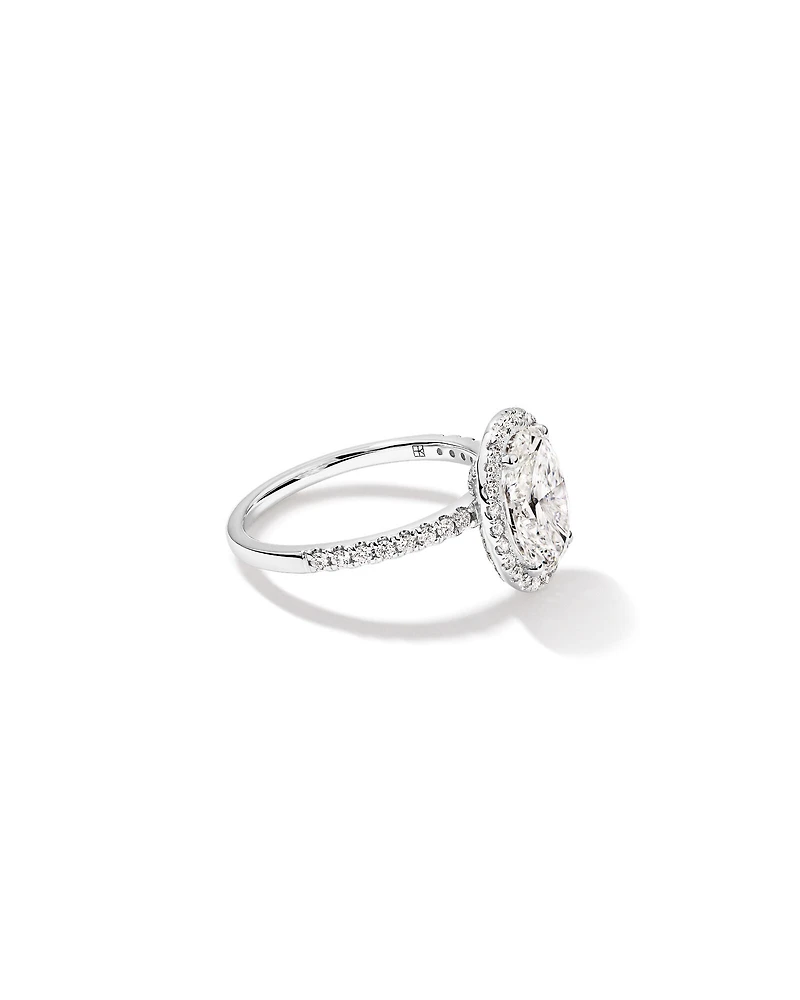 2.92 Carat TW Oval Cut Laboratory Grown Diamond Halo Engagement Ring in 14kt White Gold