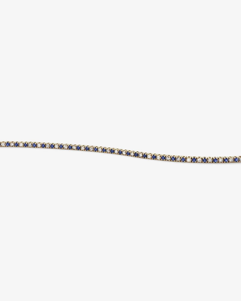 Bracelet tennis en or jaune 10 kt avec diamants de 0,68 carat TW et saphirs créés