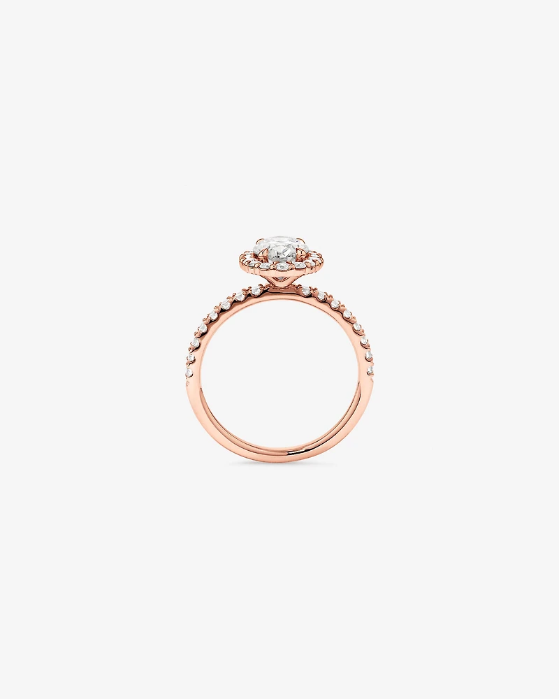 1.78 Carat TW Oval Laboratory-Grown Diamond Halo Engagement Ring in 14kt White Gold