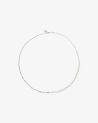 Half Cultured Freshwater Pearl Half Paperclip Chain Necklace in Sterling Silver