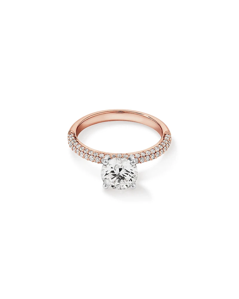 1.95 Carat TW Round Brilliant Laboratory-Grown Diamond Solitaire Side Accent Engagement Ring in 14kt White Gold