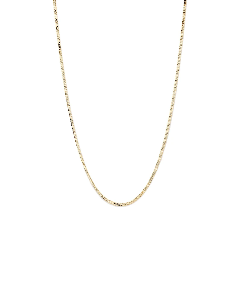 55cm (22") 3mm Width Solid Flat Bevelled Curb Chain in 10kt Yellow Gold