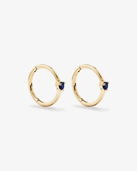Boucles d'oreilles dormeuses avec accent de pierres précieuses saphir bleu en or jaune 10 carats