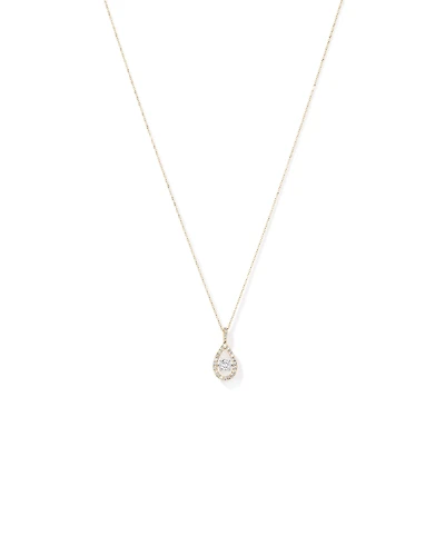 1.00 Carat TW Diamond Halo Everlight Pear Pendant in 10kt Yellow Gold