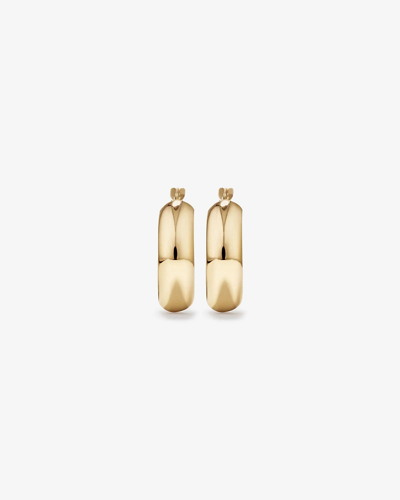 15mm Half Round Hoop Earrings in 10kt White Gold