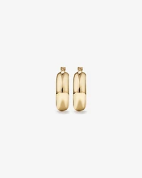 15mm Half Round Hoop Earrings in 10kt White Gold