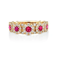 Bubble Ring with Ruby and .50 Carat TW Diamonds in 14kt Yellow Gold