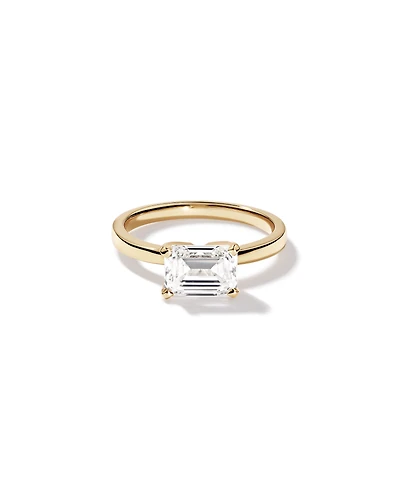2.00 Carat TW East West Emerald Cut Lab-Grown Diamond Solitaire Engagement Ring in 14kt Yellow Gold