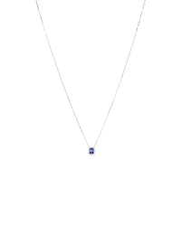 Emerald Cut Blue Tanzanite and 0.17 Carat TW Diamond Halo Pendant in 14kt White Gold