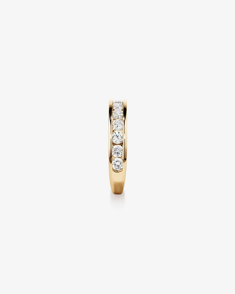 Bague De Mariage En Diamant De Laboratoire Rond Brillant De 1,00 Carat Poids Total Sertie En Canal En Or Jaune 14 Carats