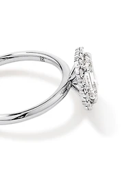 Bague De Fiançailles Halo En Diamant De Laboratoire Taille Émeraude De 1,46 Carat Poids Total En Or Jaune Et Blanc 14 Carats