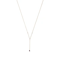 Pear Cut Purple Amethyst Gemstone and Diamond Lariat Necklace in 10kt Yellow Gold