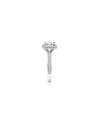 1.65 Carat TW Emerald Cut Diamond Pave Halo Engagement Ring in Platinum