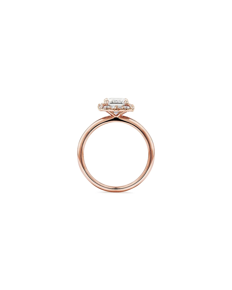 Carat TW Emerald Cut Laboratory-Grown Diamond Halo Engagement Ring in 14kt Yellow and White Gold