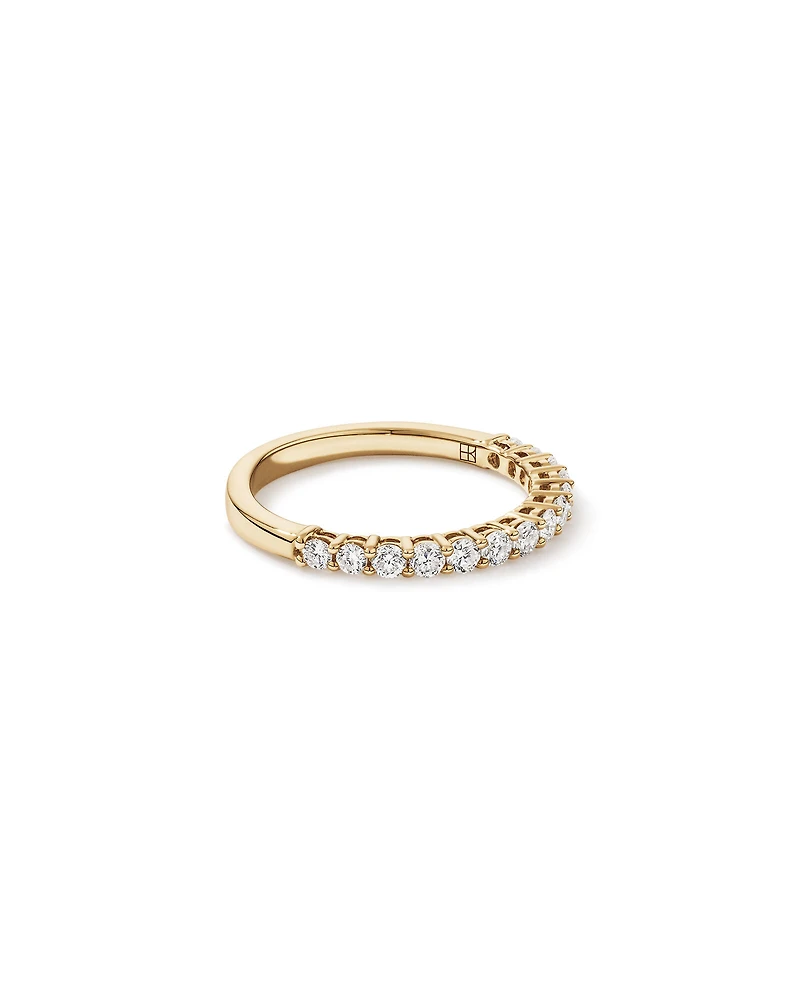 Alliance en or jaune 14 carats avec diamant rond brillant de 0,50 carat