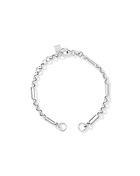 18cm (7") Paperclip 7 and 1 Alternating Open Pendant Bracelet in Sterling Silver