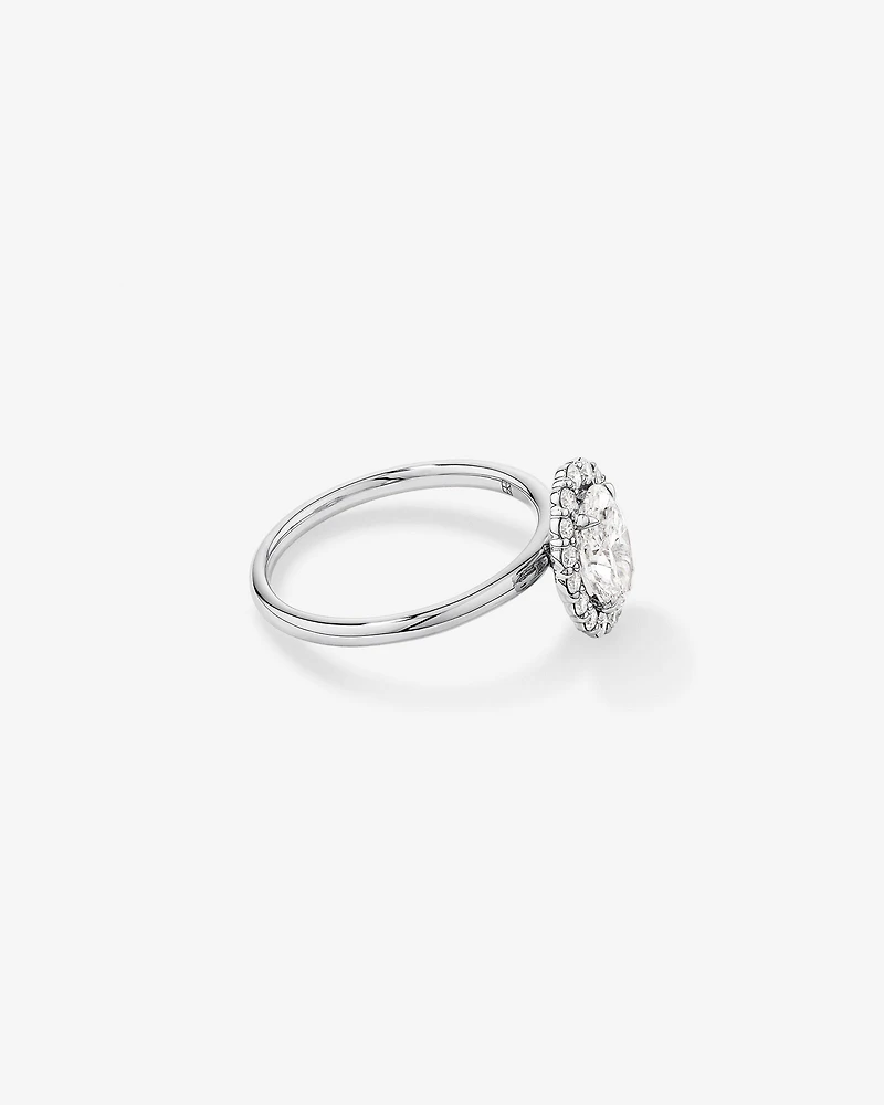 1.46 Carat TW Oval Cut Laboratory-Grown Diamond Halo Engagement Ring in 14kt Rose and White Gold