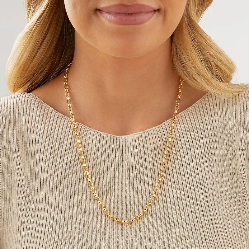55cm (22") Solid Oval Belcher Chain 10kt Yellow Gold