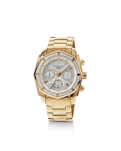 Men's Solar Chronograph Watch with 0.50 Carat TW Diamonds in Gold-Tone Stainless Steel