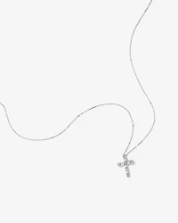 0.34 Carat TW Baguette and Round Brilliant Diamond Cross Pendant in 10kt White Gold
