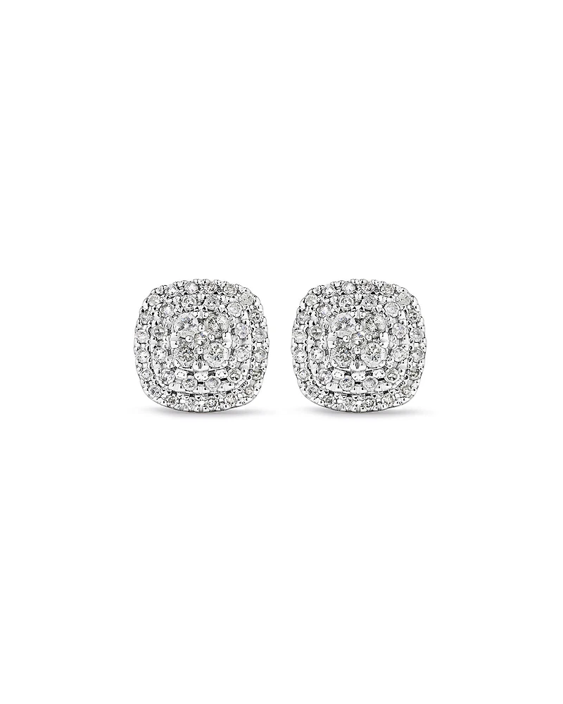 0.30 Carat TW Cushion Shaped Diamond Cluster Stud Earrings in 10kt Yellow Gold