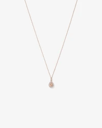 Pear Cut Morganite Gemstone and 0.25 Carat TW Diamond Halo Pendant Necklace in 10kt Rose Gold