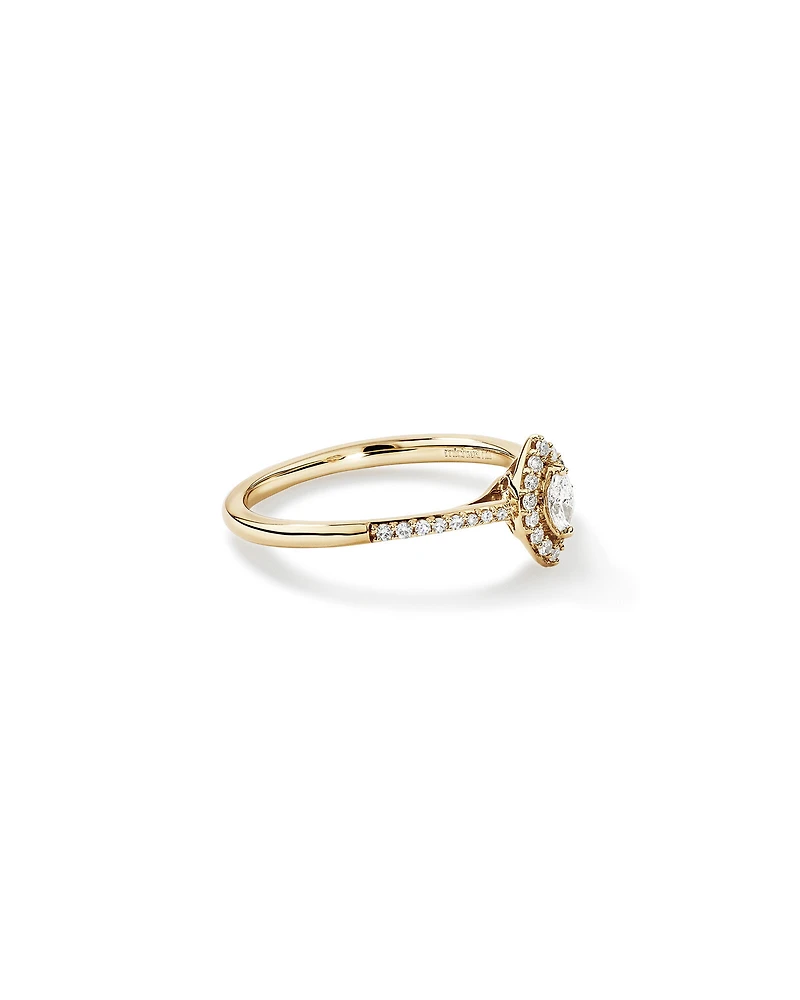 0.20 Carat TW Marquise Cut Diamond Halo Promise Ring in 10kt Yellow Gold