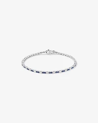 Sapphire & Diamond Dot Dash Tennis Bracelet with 0.62 Carat TW in 10kt White Gold