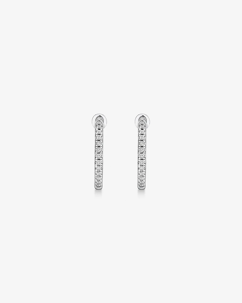 Hoop Earrings With 0.25 Carat TW Of Diamonds in 10kt White Gold