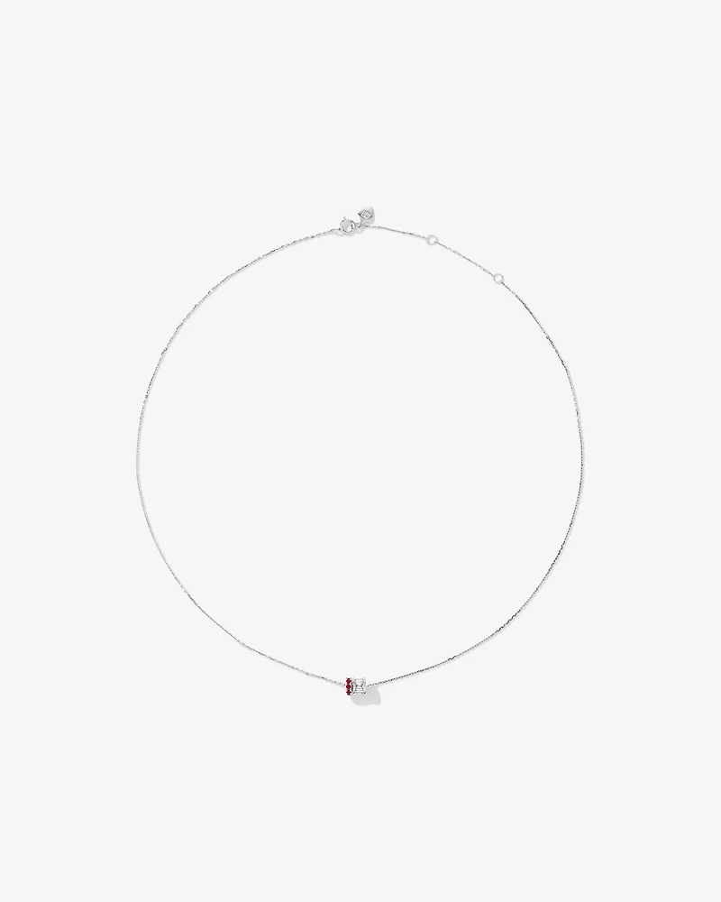 Ruby & Diamond Rondell Pendant with 0.21 Carat TW in 10kt White Gold